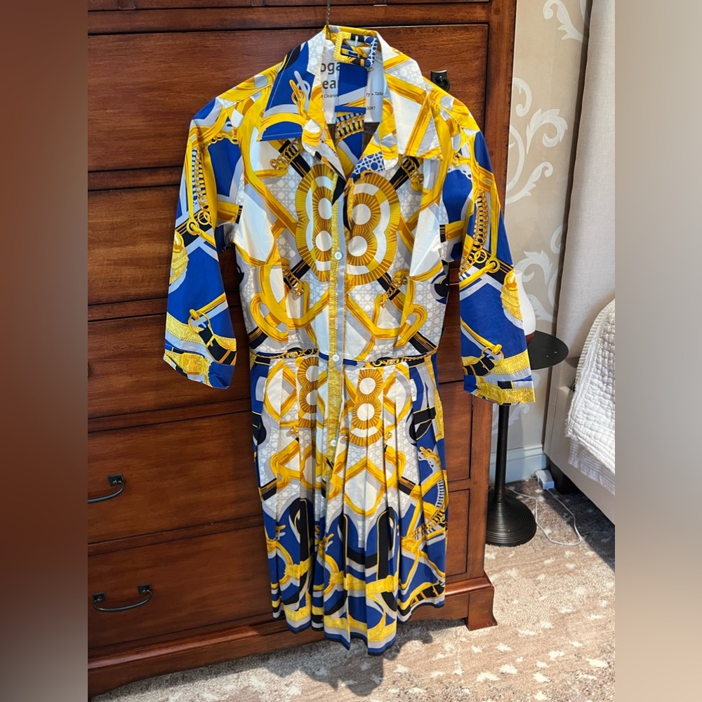 BRAND NEW Samantha Sung, Cotton Pleaded Tea-Length Dress